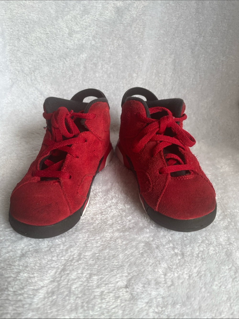 Jordan Retro 6 9C Kids Red Suede High-Top Sneakers